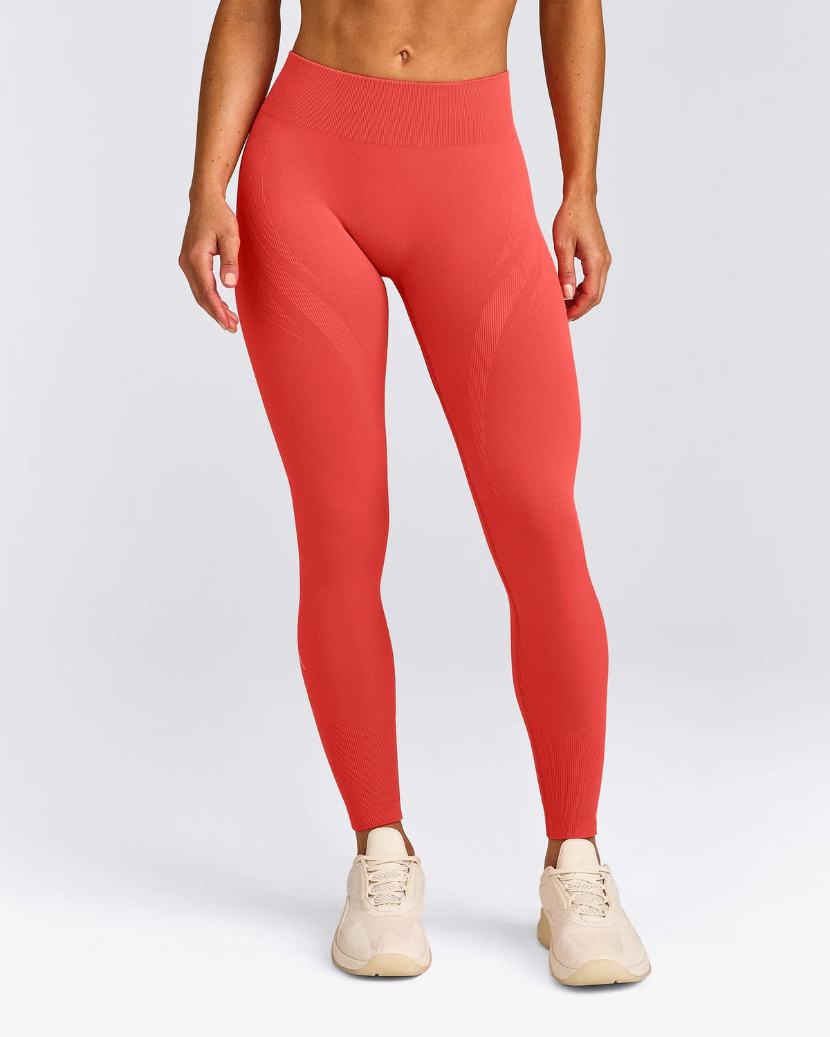 EnhanceLift™ Seamless Leggings with Gray Logo - DARK CHARGED CORAL