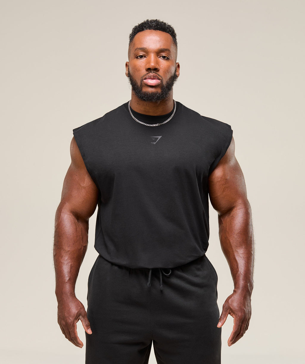 [LIMITLESS_COLOR:BLACK] GYMSHARK Power Cut Off Tank — BLACK — Vista oficial 3
