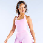 [LIMITLESS_COLOR:LIGHT ROSE] DFYNE Impact Halter Top — Light Rose Pink — Vista oficial 3