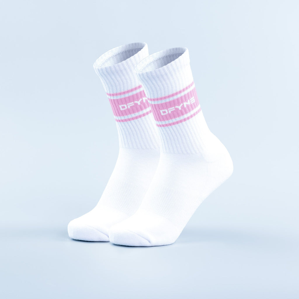 [LIMITLESS_COLOR:OPTIC WHITE | LIGHT ROSE PINK] DFYNE Sports Stripe Crew Socks — OPTIC WHITE | LIGHT ROSE PINK — Vista oficial 1