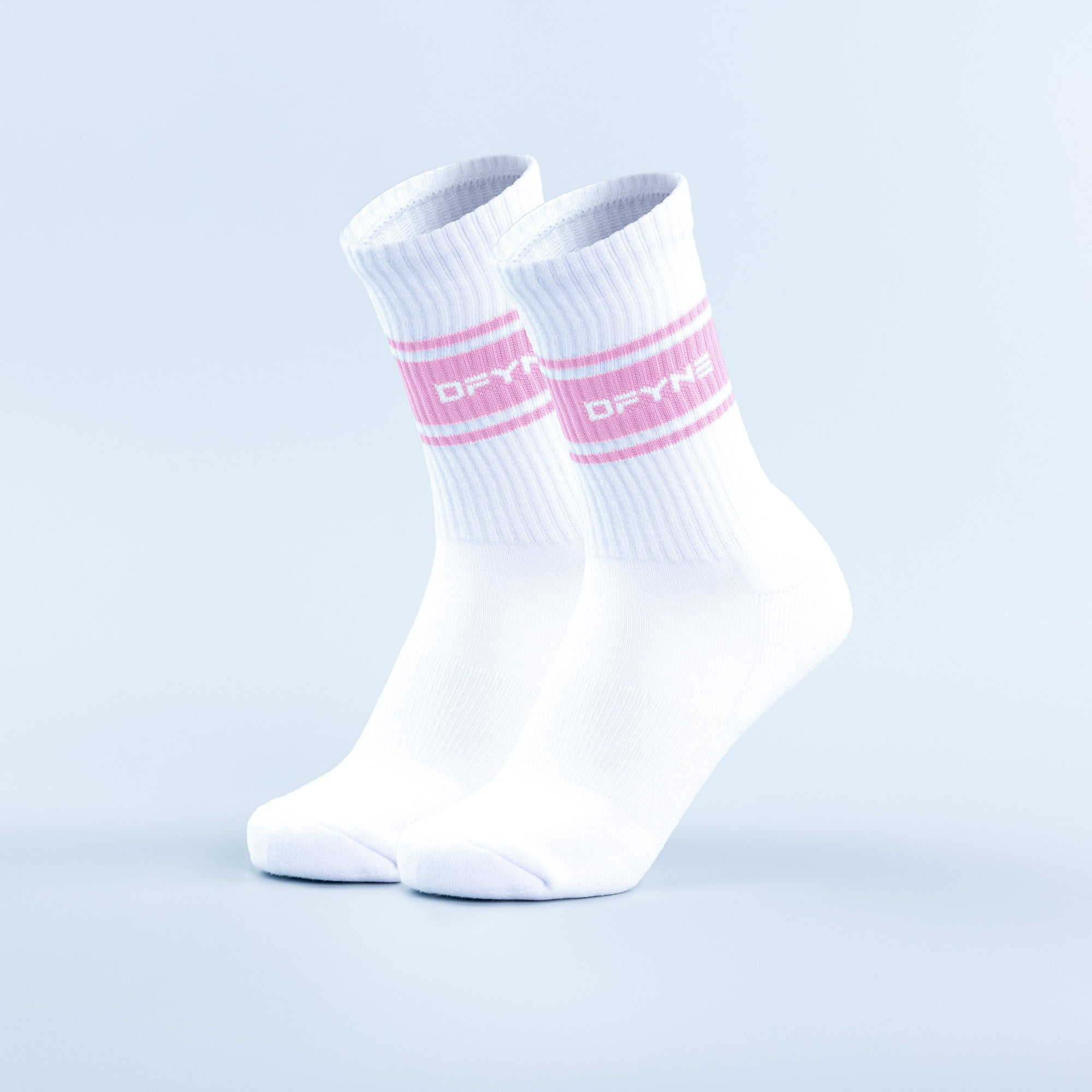 [LIMITLESS_COLOR:OPTIC WHITE | LIGHT ROSE PINK] DFYNE Sports Stripe Crew Socks — OPTIC WHITE | LIGHT ROSE PINK — Vista oficial 1