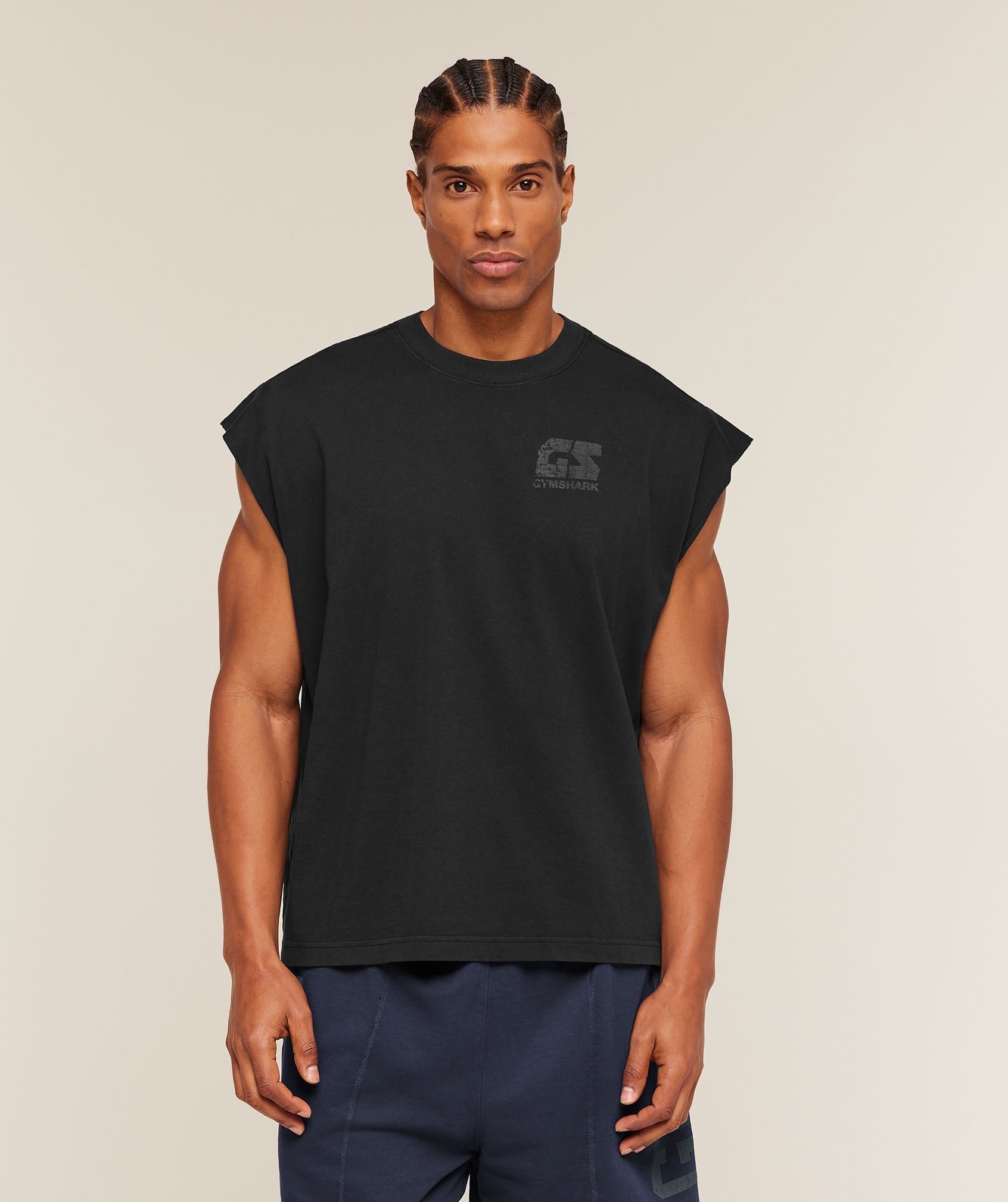 [LIMITLESS_COLOR:BLACK] GYMSHARK Accent Capped Sleeve T-Shirt — BLACK — Vista oficial 2