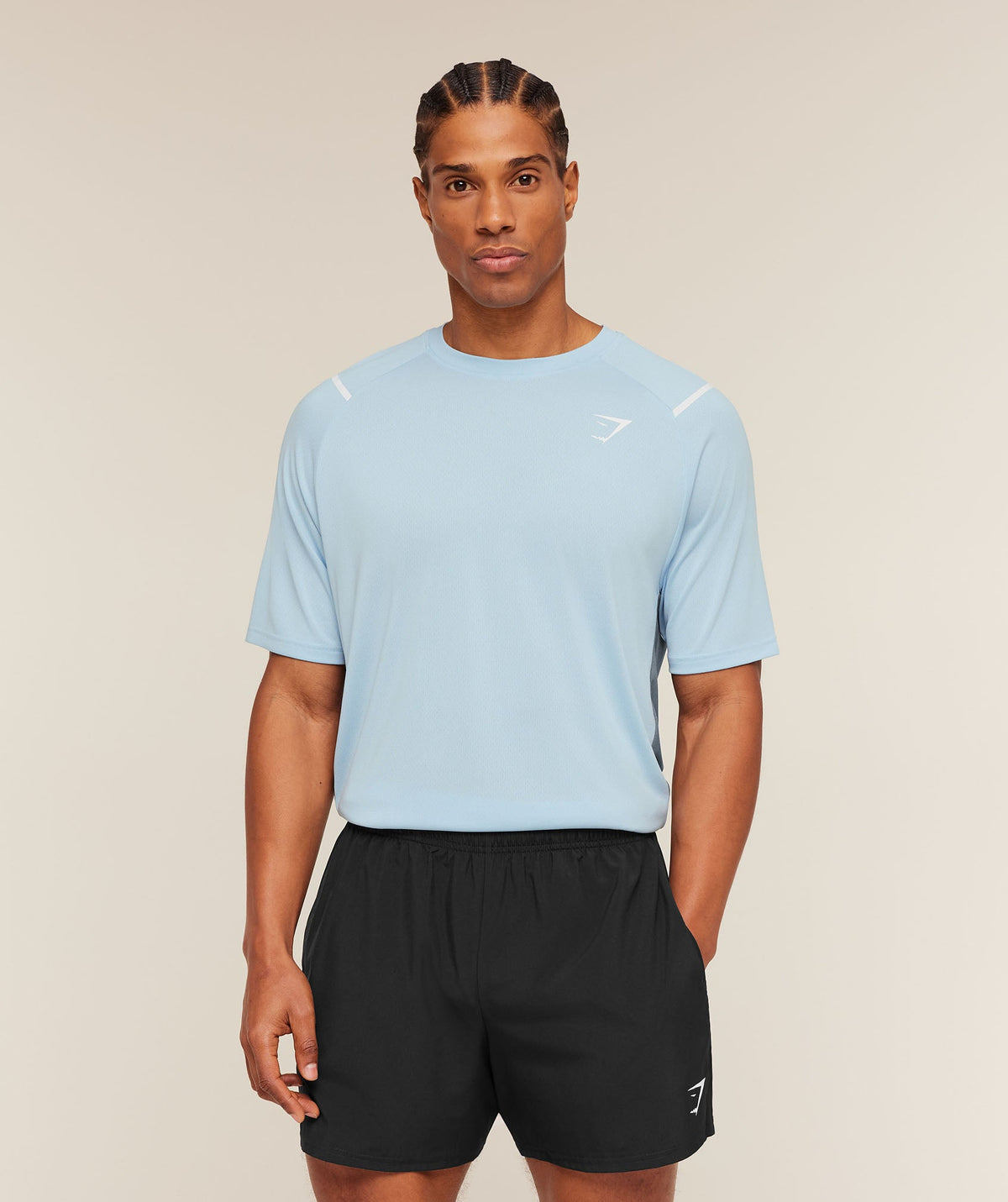 [LIMITLESS_COLOR:CHILLED BLUE/IRON BLUE] GYMSHARK Arrival Contrast T-Shirt — CHILLED BLUE/IRON BLUE — Vista oficial 1