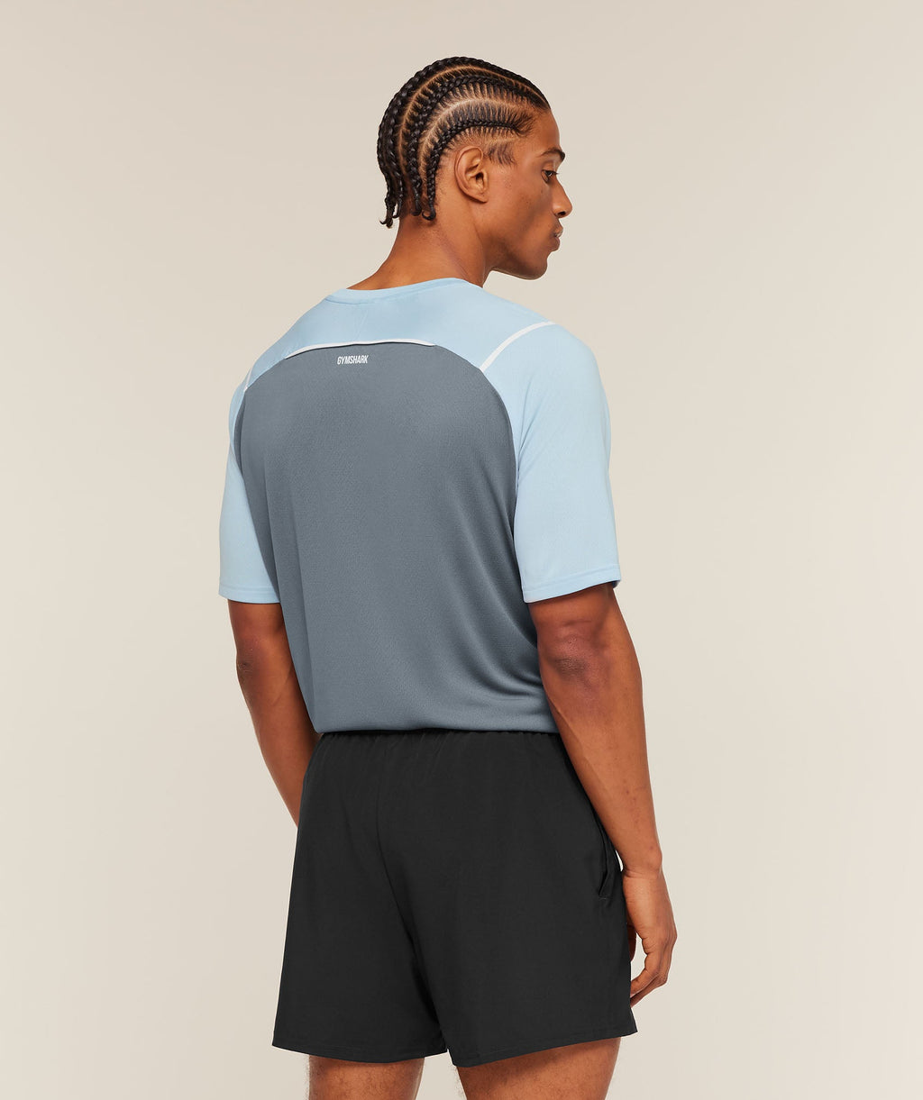 [LIMITLESS_COLOR:CHILLED BLUE/IRON BLUE] GYMSHARK Arrival Contrast T-Shirt — CHILLED BLUE/IRON BLUE — Vista oficial 2
