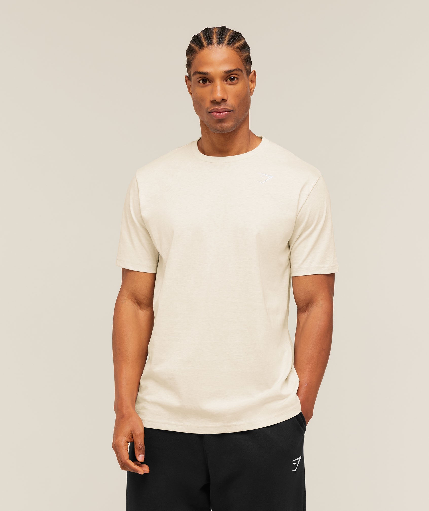 [LIMITLESS_COLOR:BROS CHALK MARL] GYMSHARK Crest T-Shirt — BROS CHALK MARL — Vista oficial 1