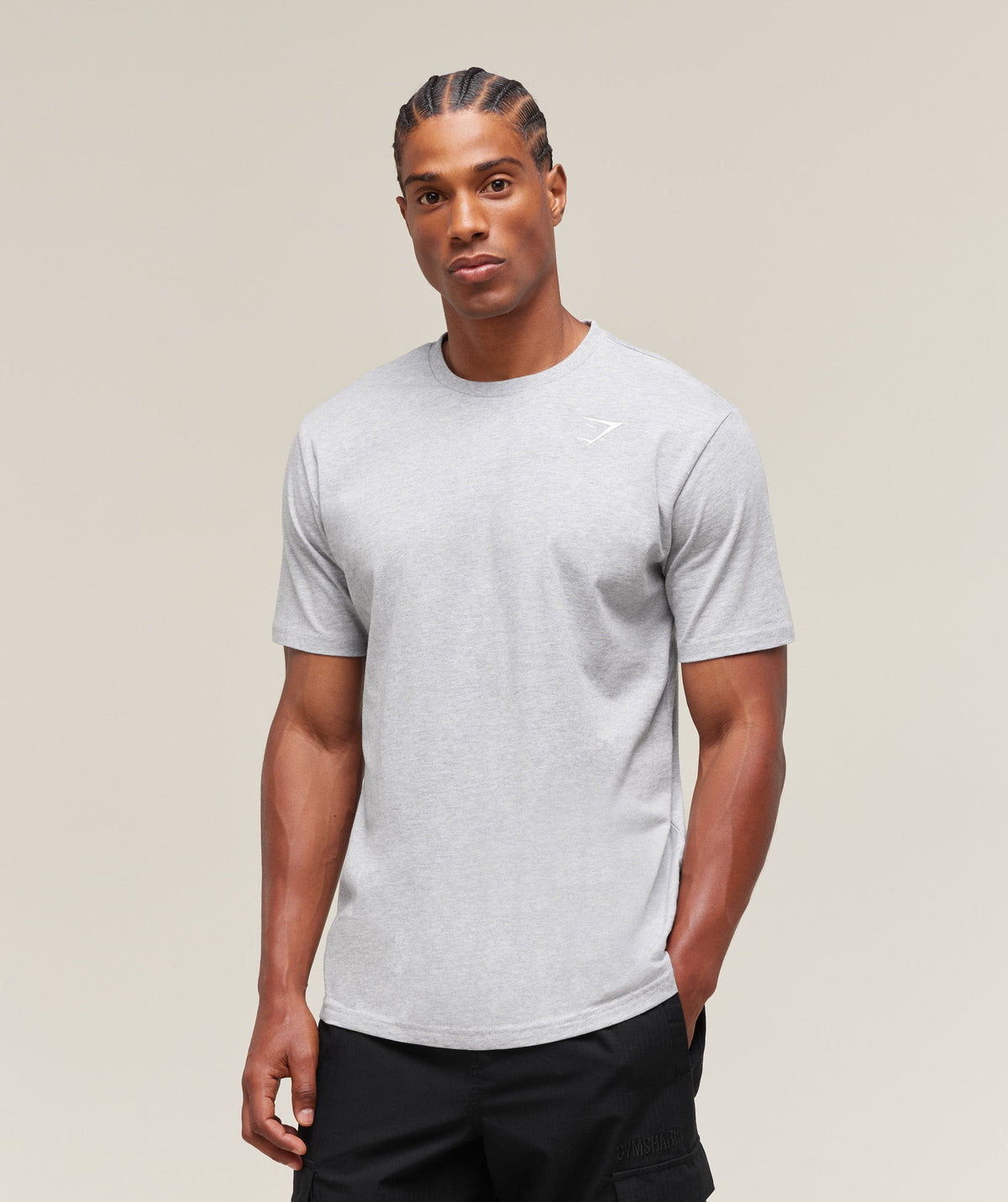 [LIMITLESS_COLOR:LIGHT GREY MARL] GYMSHARK Crest T-Shirt — LIGHT GREY MARL — Vista oficial 1