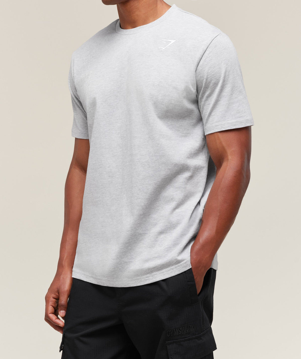 [LIMITLESS_COLOR:LIGHT GREY MARL] GYMSHARK Crest T-Shirt — LIGHT GREY MARL — Vista oficial 3