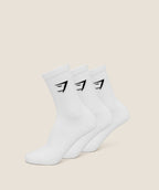 [LIMITLESS_COLOR:GS WHITE] GYMSHARK Crew Socks 3pk — GS WHITE — Vista oficial 1