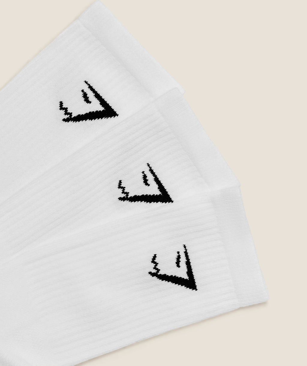 [LIMITLESS_COLOR:GS WHITE] GYMSHARK Crew Socks 3pk — GS WHITE — Vista oficial 2