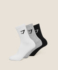[LIMITLESS_COLOR:WHITE LIGHT GREY CORE MARL BLACK] GYMSHARK Crew Socks 3pk — WHITE LIGHT GREY CORE MARL BLACK — Vista oficial 1