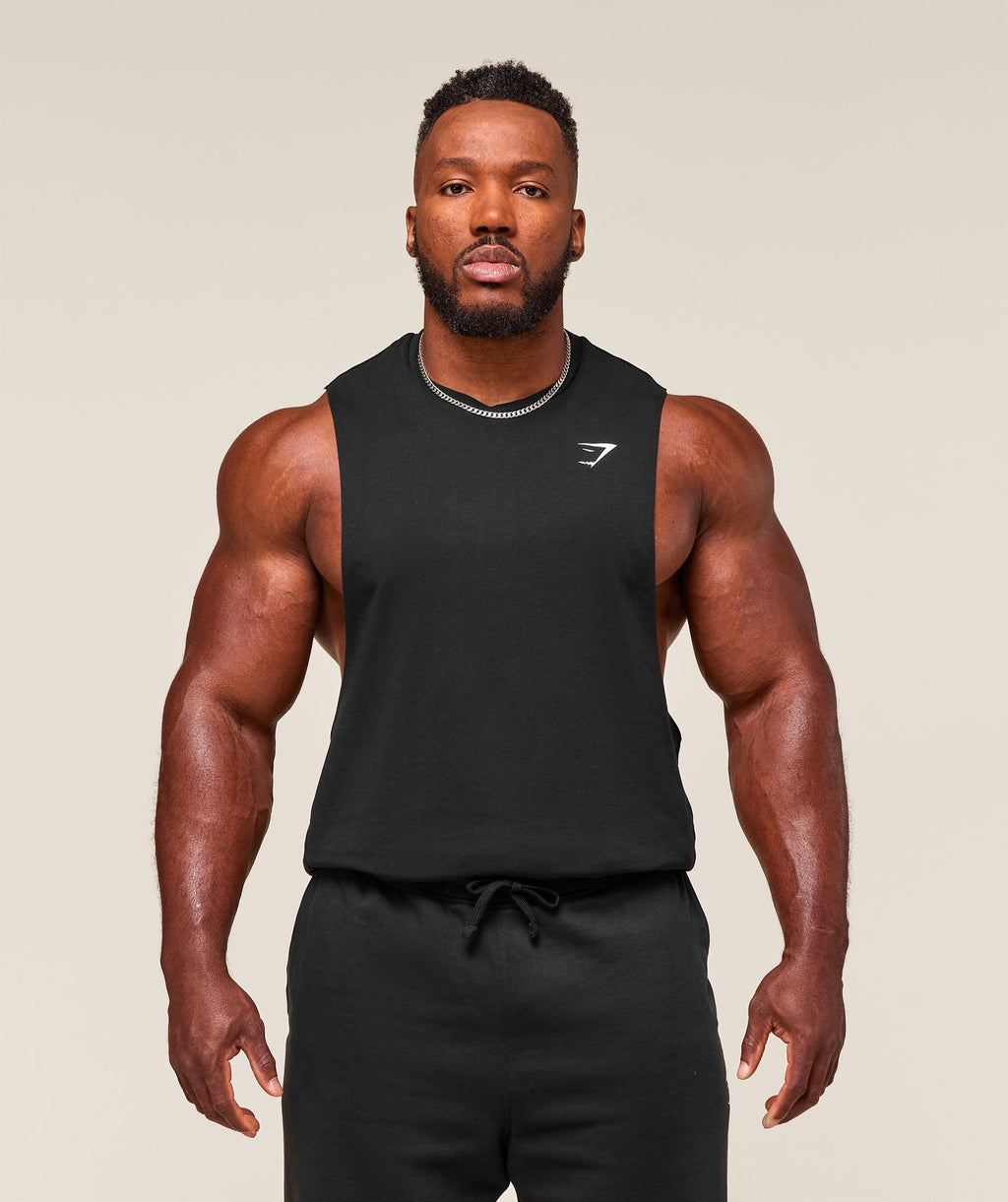 [LIMITLESS_COLOR:BLACK] GYMSHARK Critical 2.0 Drop Arm Tank — BLACK — Vista oficial 1