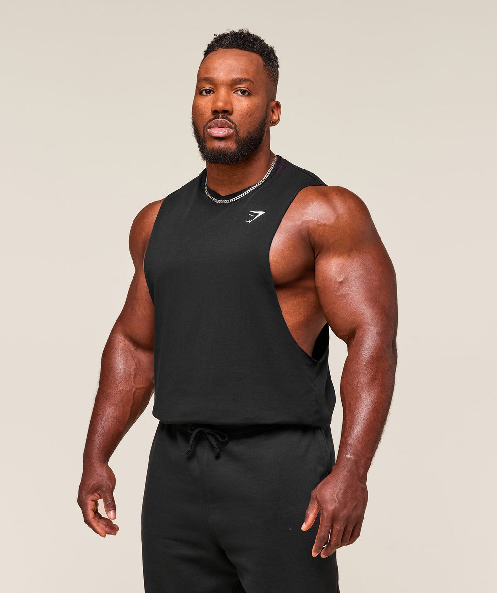 [LIMITLESS_COLOR:BLACK] GYMSHARK Critical 2.0 Drop Arm Tank — BLACK — Vista oficial 3