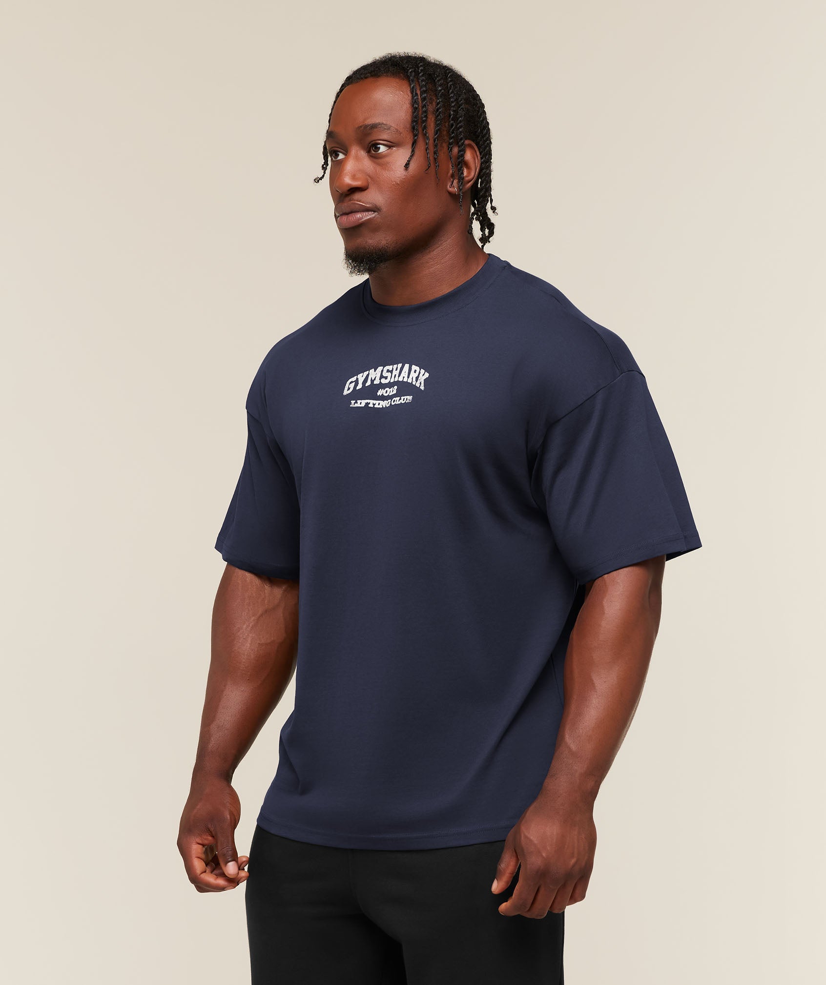 [LIMITLESS_COLOR:HEAVY BLUE] GYMSHARK Faded Collegiate Graphic T-Shirt — HEAVY BLUE — Vista oficial 1