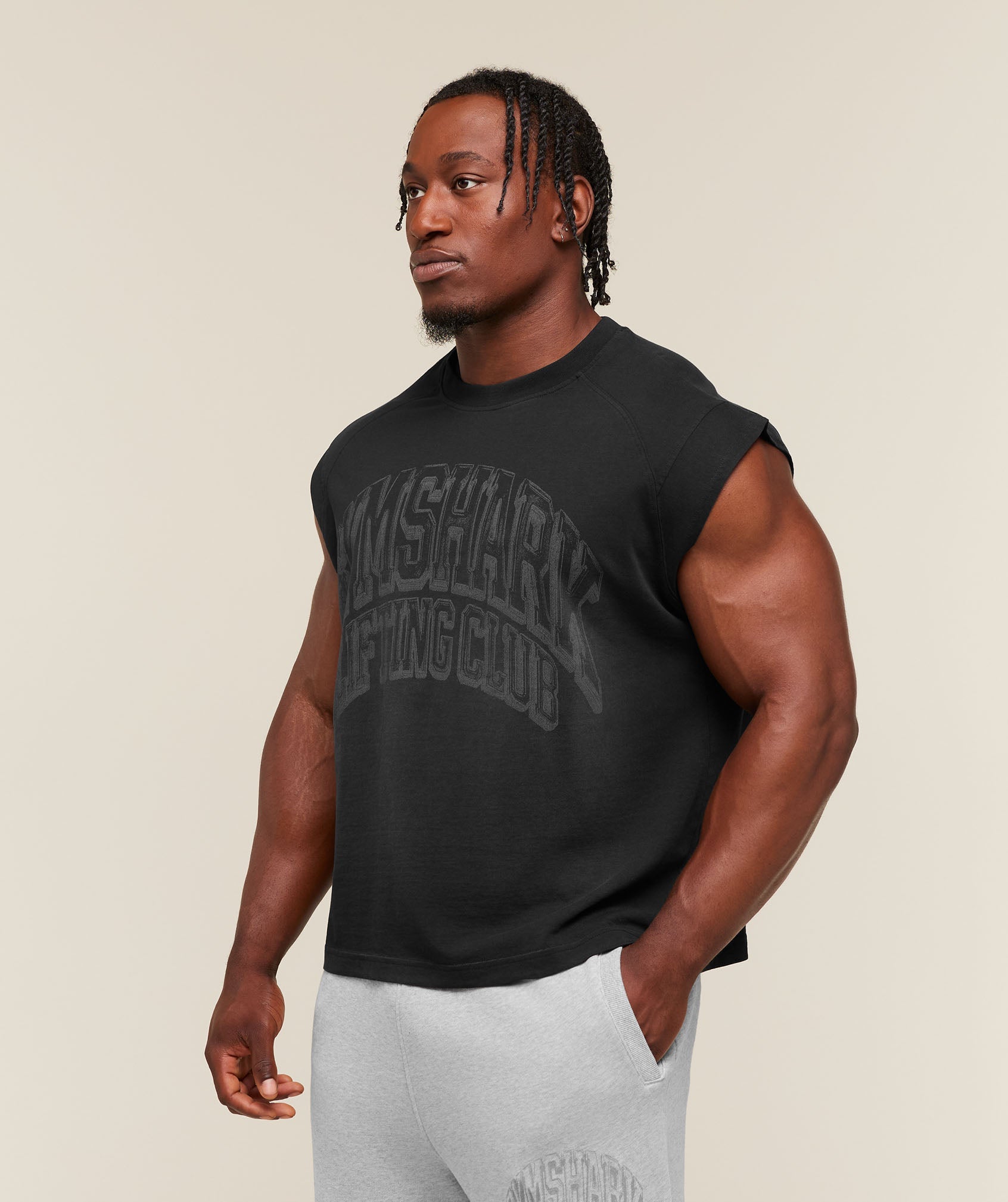 [LIMITLESS_COLOR:BLACK WASH] GYMSHARK GSLC Cut Off Tank — BLACK WASH — Vista oficial 3