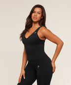 [LIMITLESS_COLOR:BLACK MARL] GYMSHARK LIFT SEAMLESS TANK WITH SHELF — BLACK MARL — Vista oficial 3