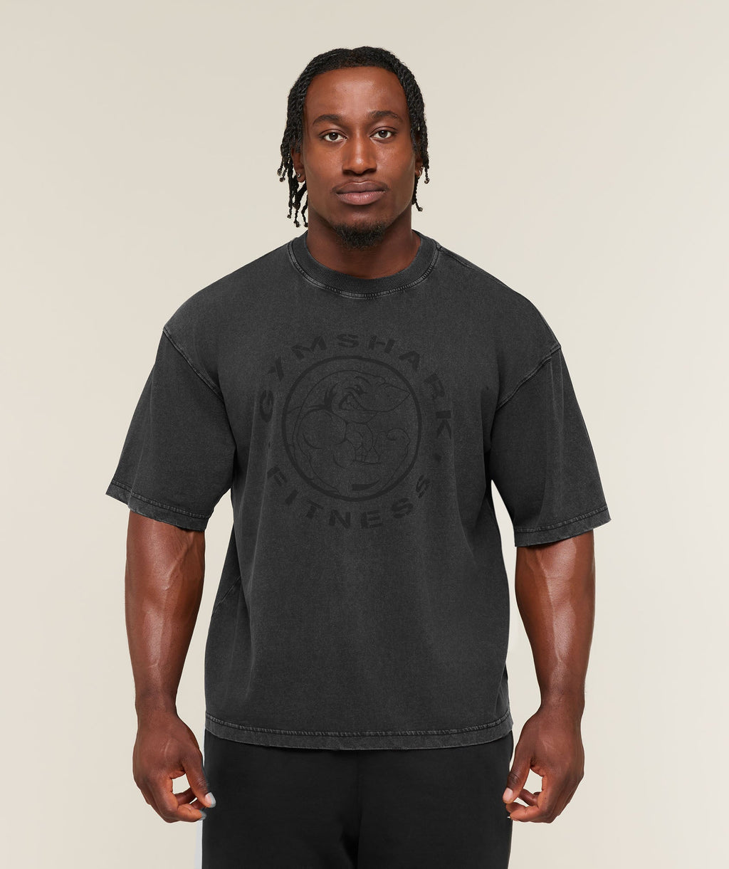 [LIMITLESS_COLOR:BLACK WASH] GYMSHARK Vintage Legacy T-Shirt — BLACK WASH — Vista oficial 1