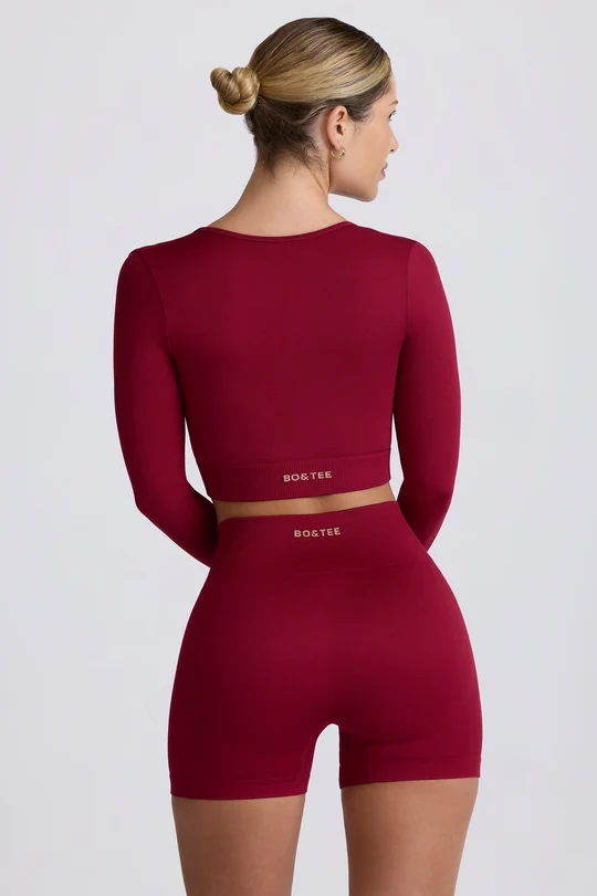 SUPER SCULPT SEAMLESS MINI SHORTS - BURGUNDY