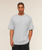 [LIMITLESS_COLOR:GREY] GYMSHARK Crest Oversized T-Shirt — GREY / LIGHT GREY CORE MARL — Vista oficial 1