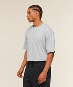[LIMITLESS_COLOR:GREY] GYMSHARK Crest Oversized T-Shirt — GREY / LIGHT GREY CORE MARL — Vista oficial 3
