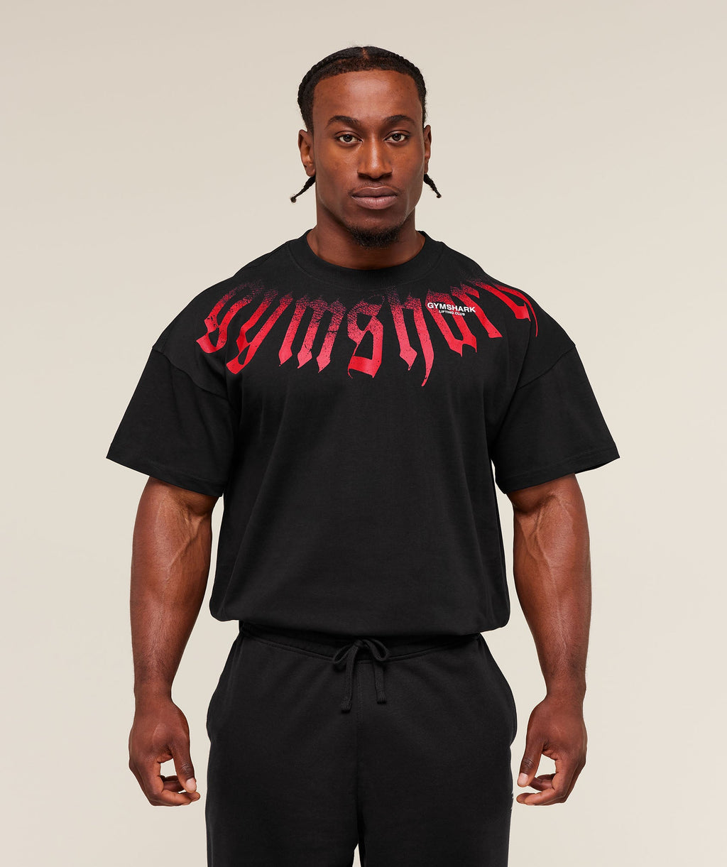[LIMITLESS_COLOR:BLACK] GYMSHARK Fade Graphic T-Shirt — BLACK — Vista oficial 3
