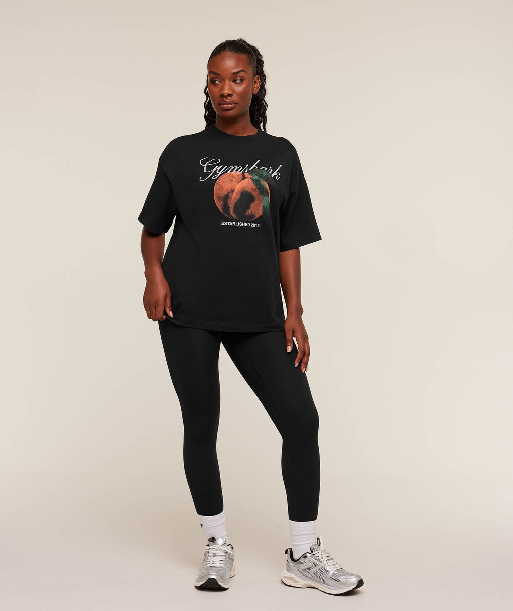 [LIMITLESS_COLOR:BLACK] GYMSHARK Juicy Peach Short Sleeve T-Shirt — BLACK — Vista oficial 1
