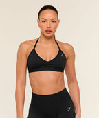 [LIMITLESS_COLOR:BLACK] GYMSHARK Minimal Halterneck Sports Bra — BLACK — Vista oficial 1