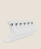 [LIMITLESS_COLOR:WHITE] GYMSHARK Crew Socks 6pk — WHITE — vista 1