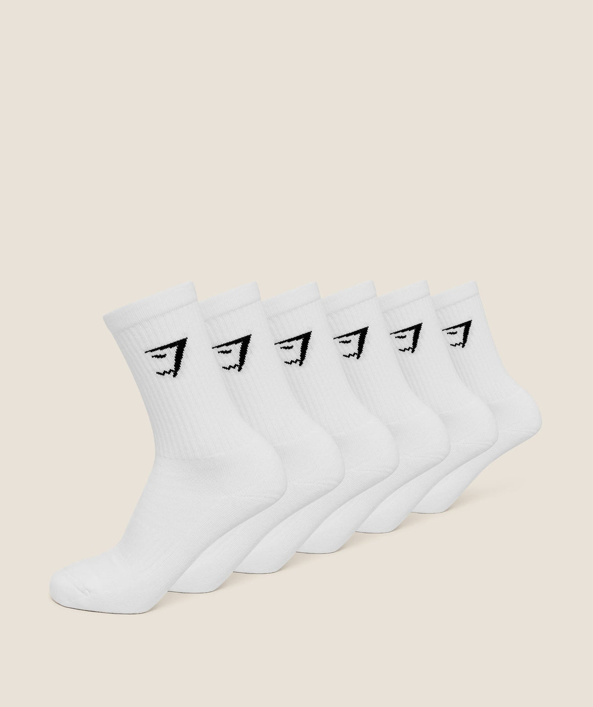 [LIMITLESS_COLOR:WHITE] GYMSHARK Crew Socks 6pk — WHITE — vista 1