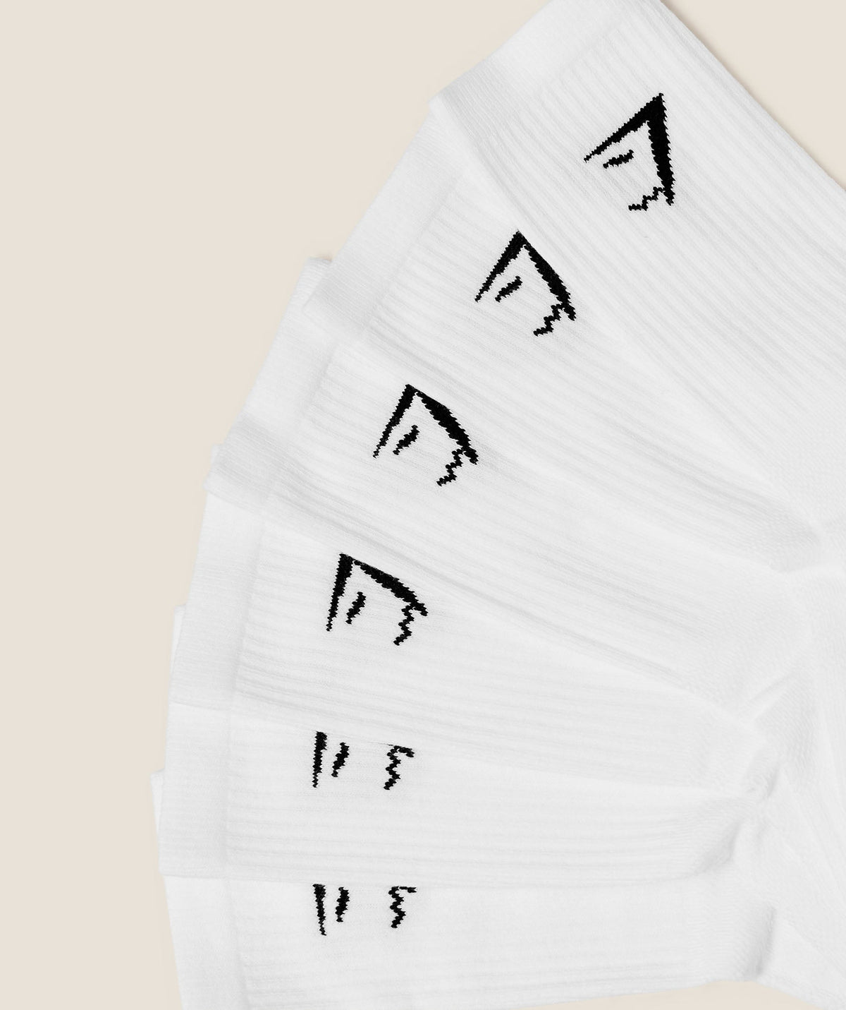 [LIMITLESS_COLOR:WHITE] GYMSHARK Crew Socks 6pk — WHITE — vista 2