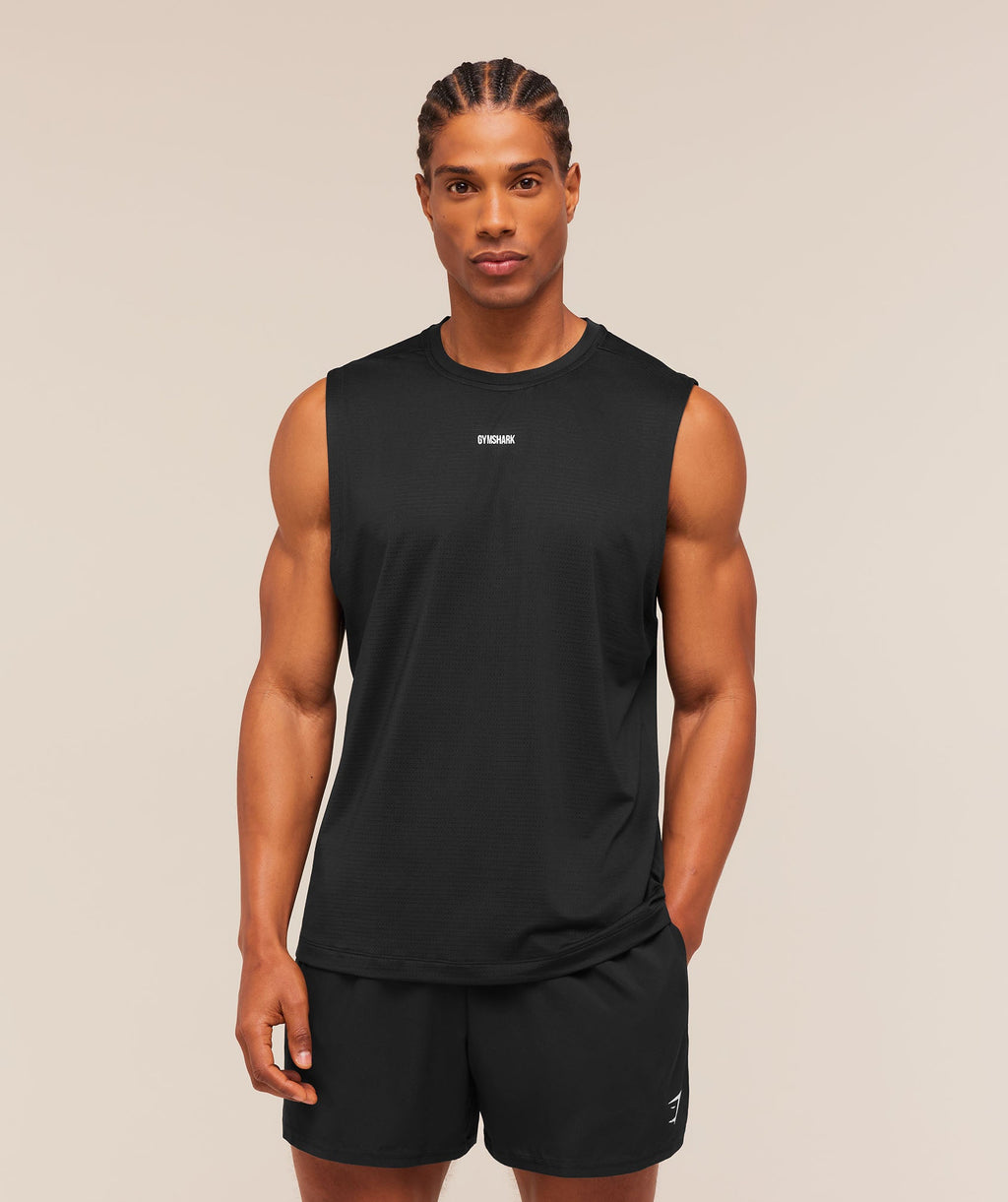 [LIMITLESS_COLOR:BLACK] GYMSHARK Train Cut Off Tank — BLACK — vista 3
