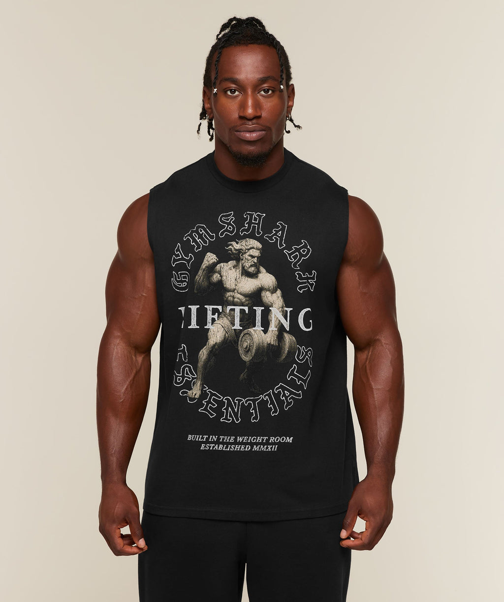 [LIMITLESS_COLOR:BLACK] GYMSHARK Lifting Statue Graphic Tank — BLACK — vista oficial 1