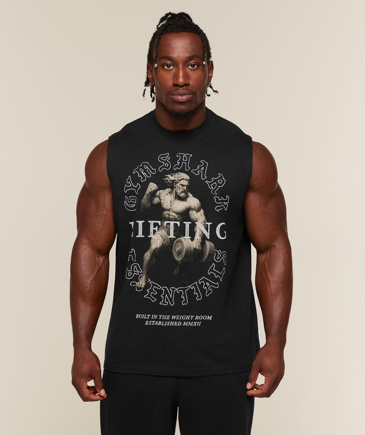 Lifting Statue Graphic Tank - BLACK