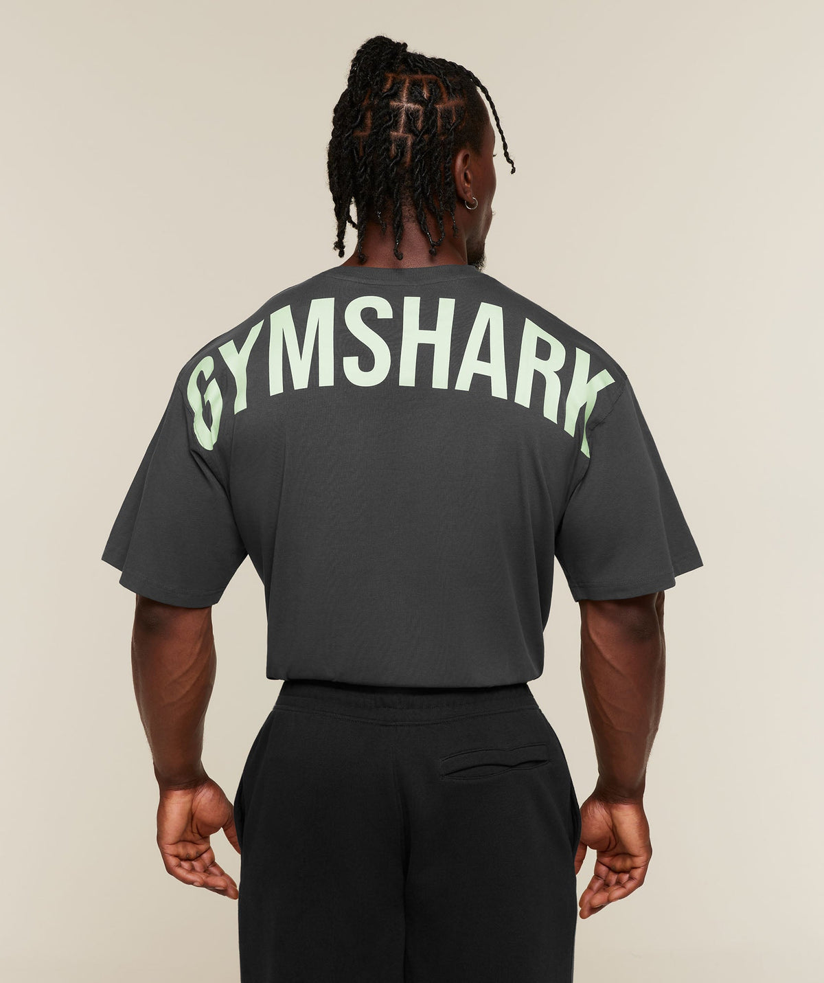 [LIMITLESS_COLOR:ONYX GREY/SPRINT GREEN] GYMSHARK Power T-Shirt — ONYX GREY/SPRINT GREEN — vista oficial 3
