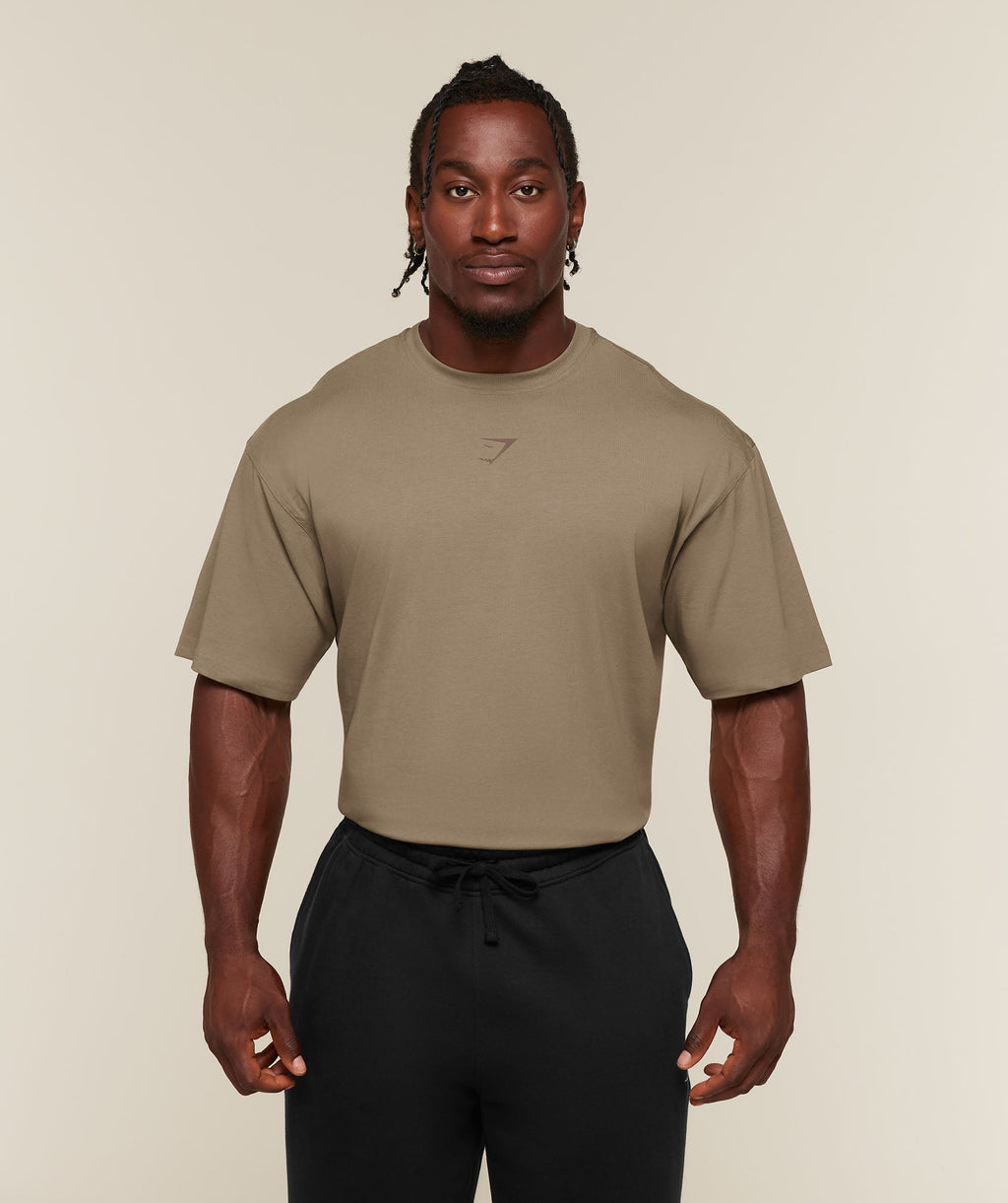 [LIMITLESS_COLOR:LIFESTYLE BROWN] GYMSHARK Power T-Shirt — LIFESTYLE BROWN — vista oficial 2
