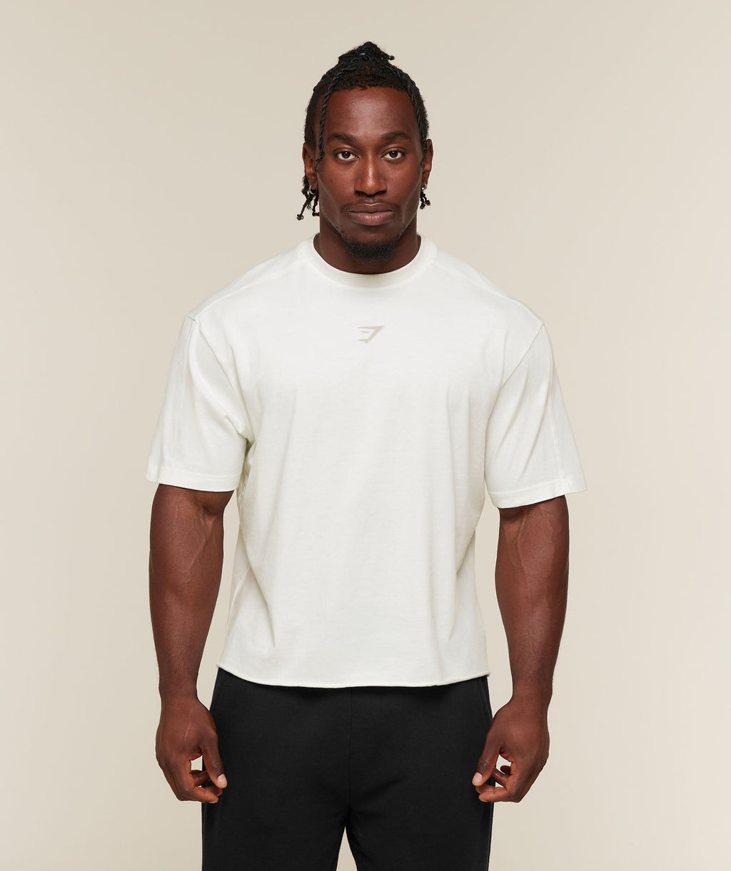 [LIMITLESS_COLOR:SOFT WHITE/WASH] GYMSHARK Power Washed Oversized T-Shirt — SOFT WHITE/WASH — vista oficial 2