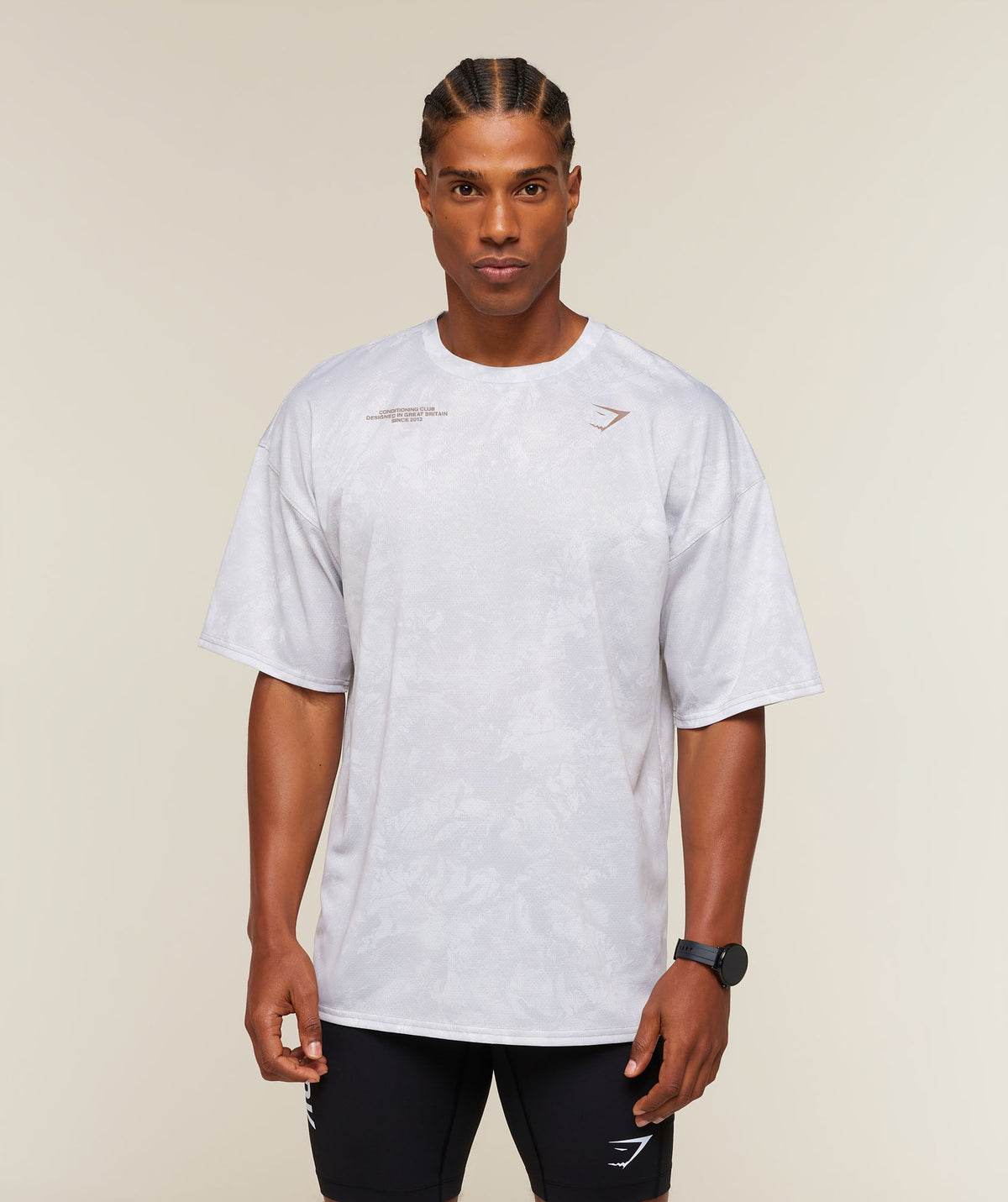 [LIMITLESS_COLOR:WHITE/LIFESTYLE BROWN] GYMSHARK Conditioning Club Oversized T-Shirt — WHITE/LIFESTYLE BROWN — vista oficial 2