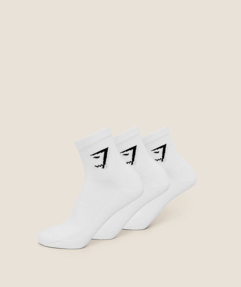 [LIMITLESS_COLOR:WHITE] GYMSHARK Midi Socks 3pk — WHITE — vista oficial 1