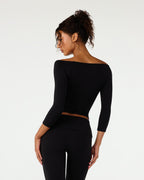 [LIMITLESS_COLOR:BLACK] CSB 3/4 Sleeve Top — BLACK — vista oficial 3