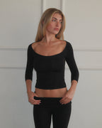 [LIMITLESS_COLOR:BLACK] CSB 3/4 Sleeve Top — BLACK — vista oficial 4