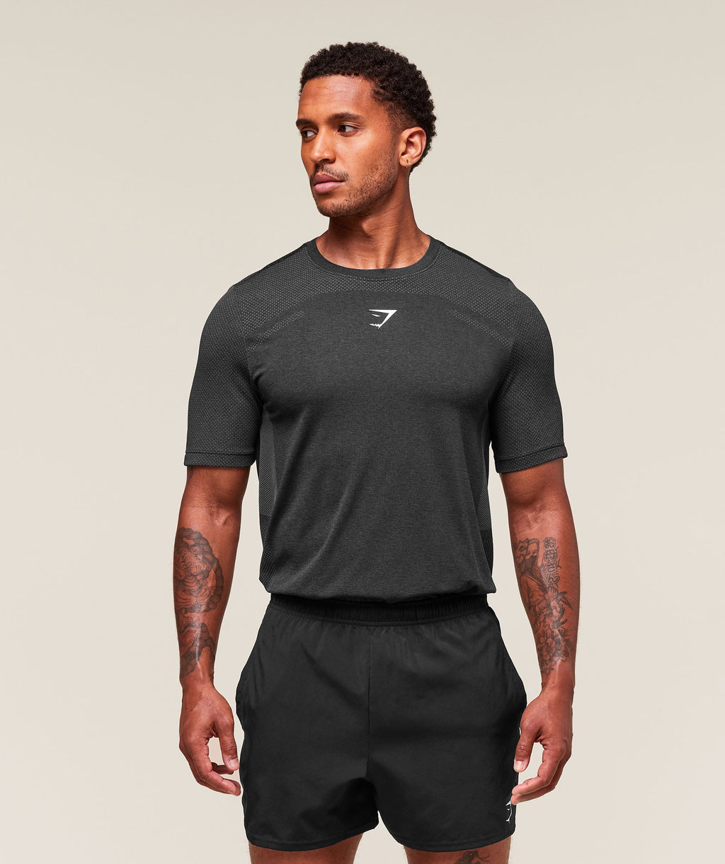 [LIMITLESS_COLOR:BLACK/SILHOUETTE GREY] GYMSHARK Lightweight Seamless T-Shirt — BLACK/SILHOUETTE GREY — vista oficial 1