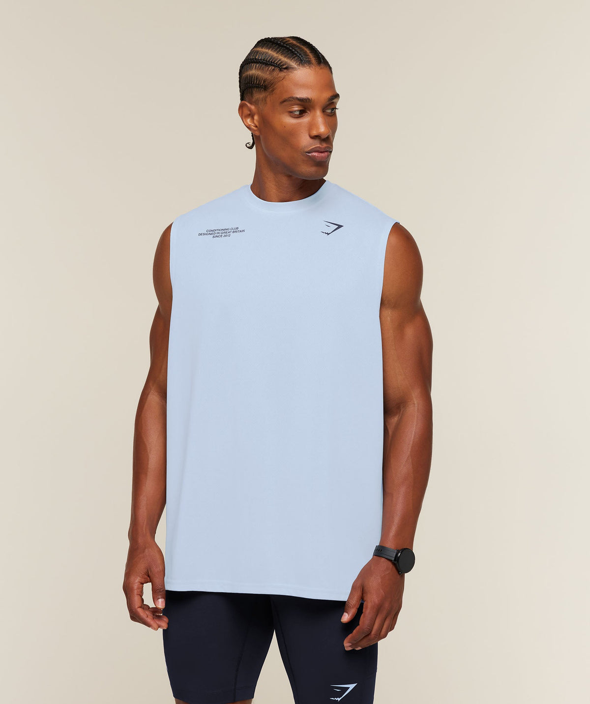 [LIMITLESS_COLOR:TRANQUIL BLUE/HEAVY BLUE/WASH] GYMSHARK Conditioning Club Washed Tank — TRANQUIL BLUE/HEAVY BLUE/WASH — vista oficial 2