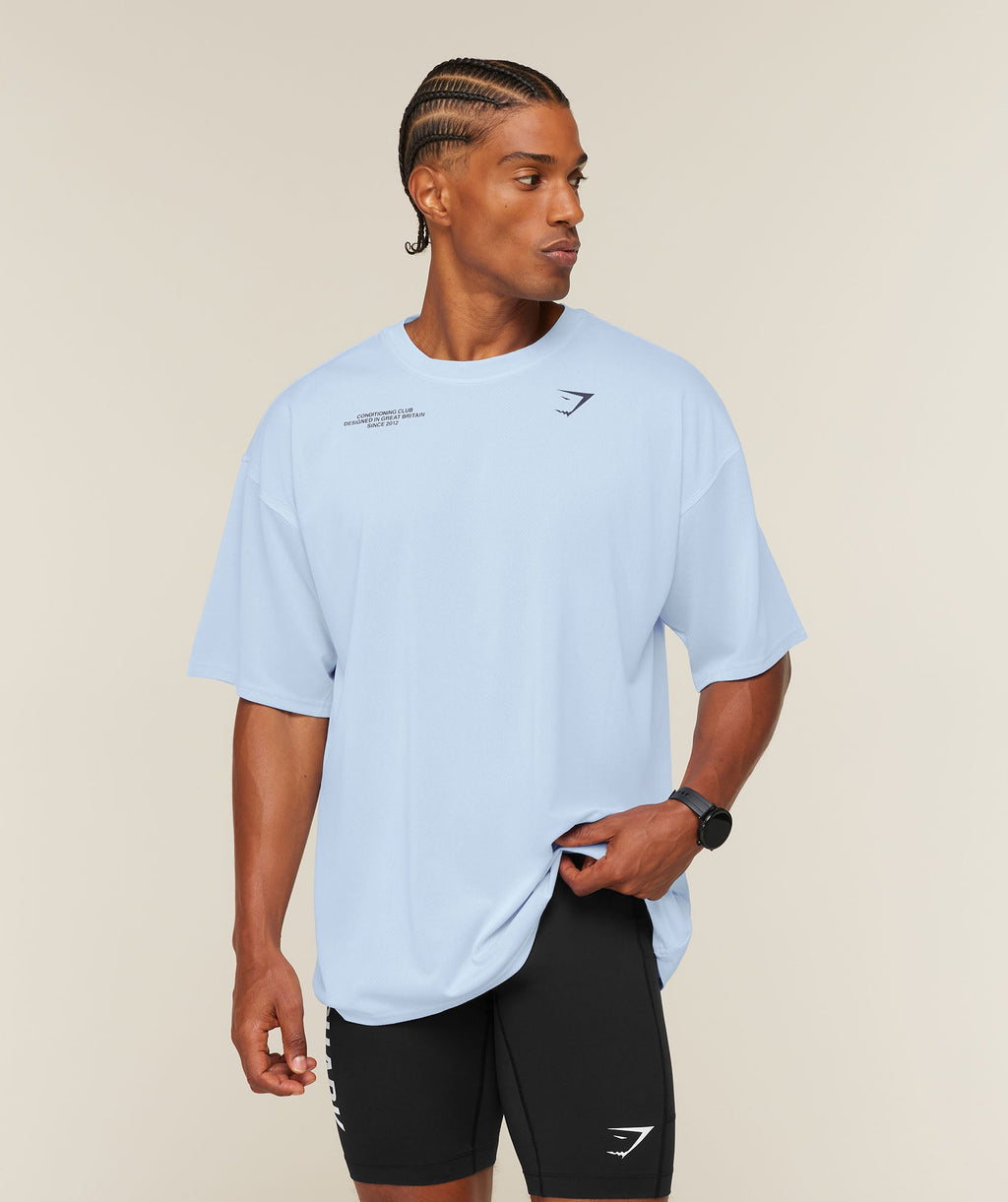 [LIMITLESS_COLOR:TRANQUIL BLUE/HEAVY BLUE/WASH] GYMSHARK Conditioning Club Washed T-Shirt — TRANQUIL BLUE/HEAVY BLUE/WASH — vista oficial 2