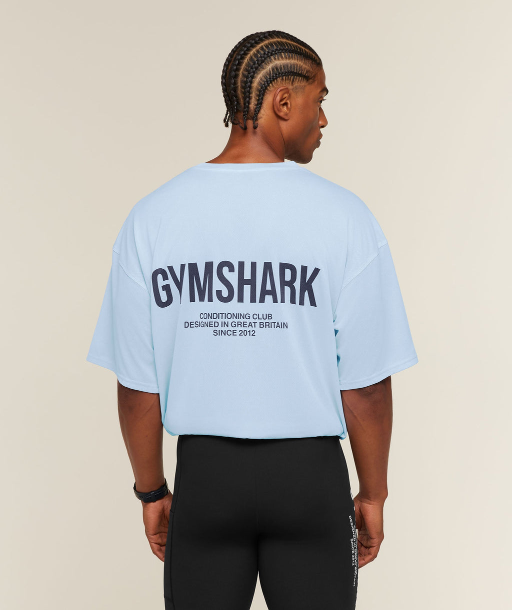 [LIMITLESS_COLOR:TRANQUIL BLUE/HEAVY BLUE/WASH] GYMSHARK Conditioning Club Washed T-Shirt — TRANQUIL BLUE/HEAVY BLUE/WASH — vista oficial 4