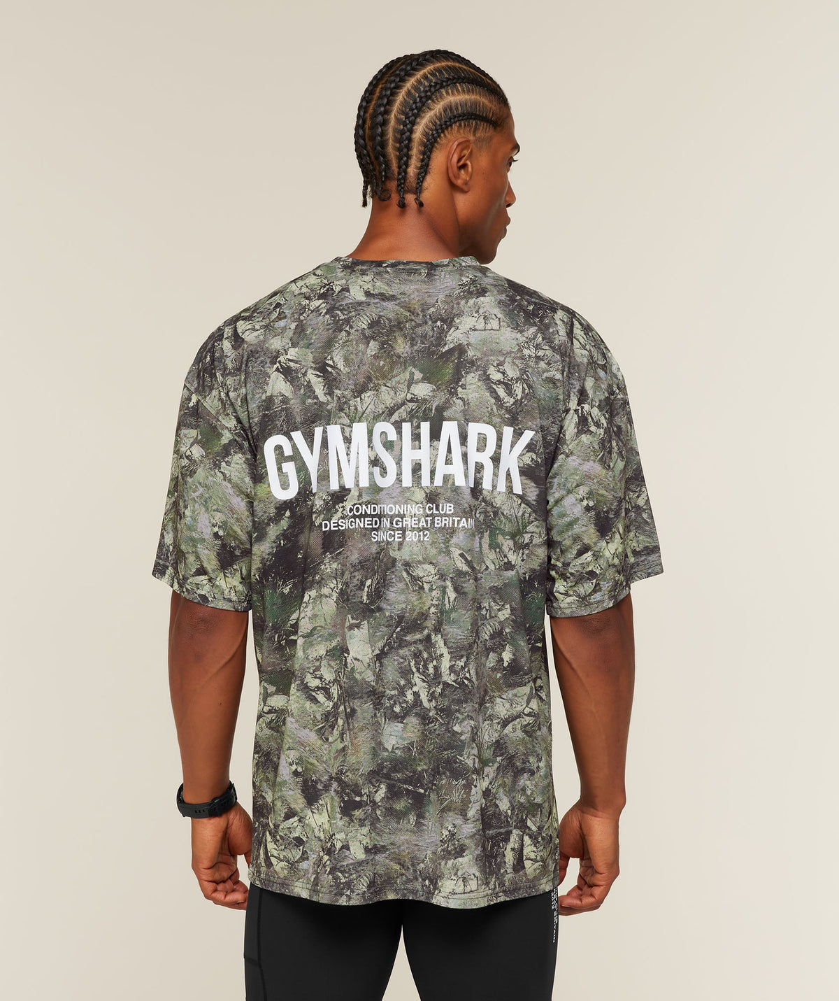 [LIMITLESS_COLOR:CHALK BEIGE/WHITE/WASH] GYMSHARK Conditioning Club Washed T-Shirt — CHALK BEIGE/WHITE/WASH — vista oficial 1