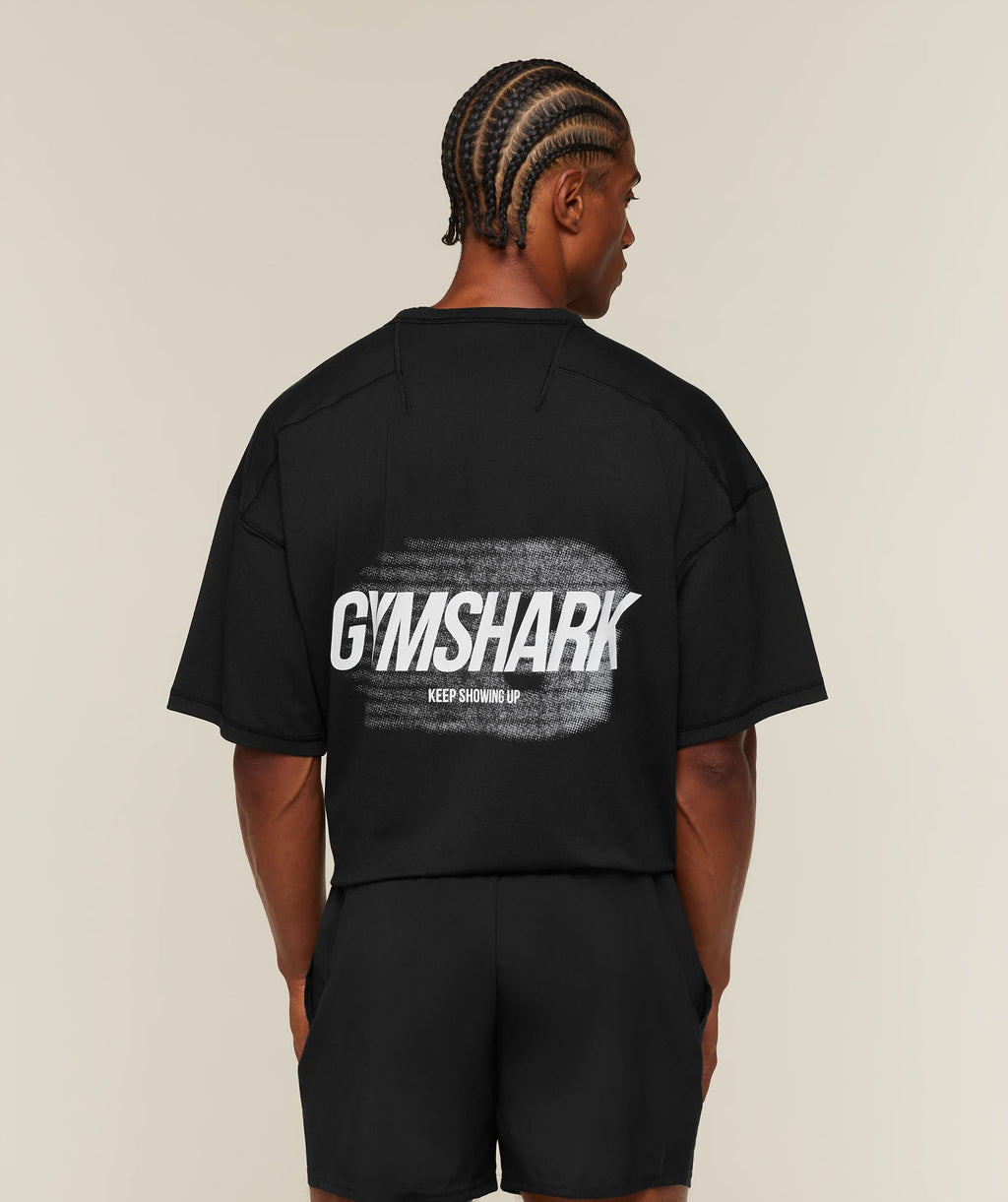 [LIMITLESS_COLOR:BLACK] GYMSHARK Hybrid T-Shirt — BLACK — vista 1