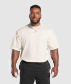 [LIMITLESS_COLOR:OAT WHITE/CONDITIONING RED] GYMSHARK Lifting Club T-Shirt — OAT WHITE/CONDITIONING RED — vista 2
