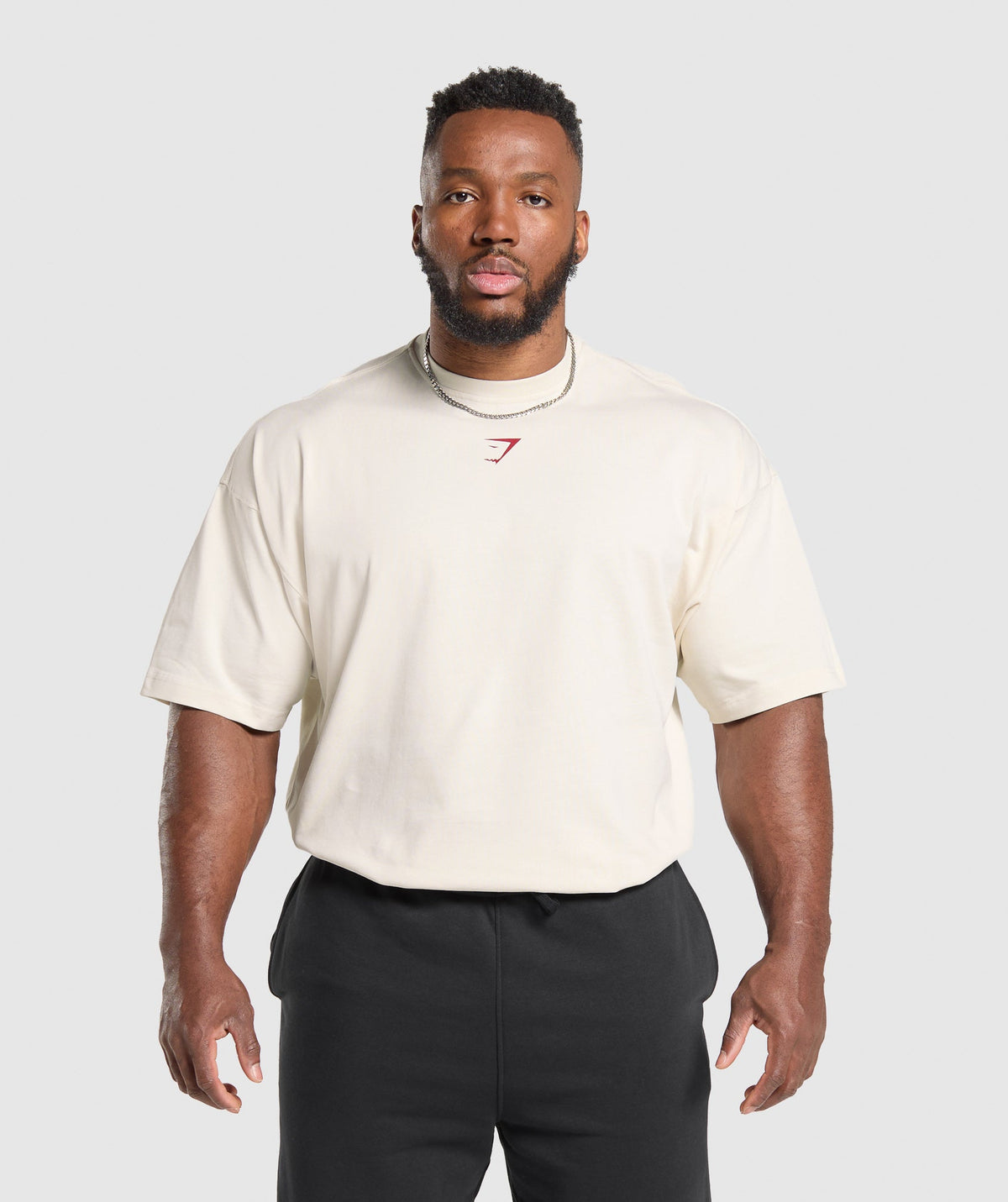 [LIMITLESS_COLOR:OAT WHITE/CONDITIONING RED] GYMSHARK Lifting Club T-Shirt — OAT WHITE/CONDITIONING RED — vista 2