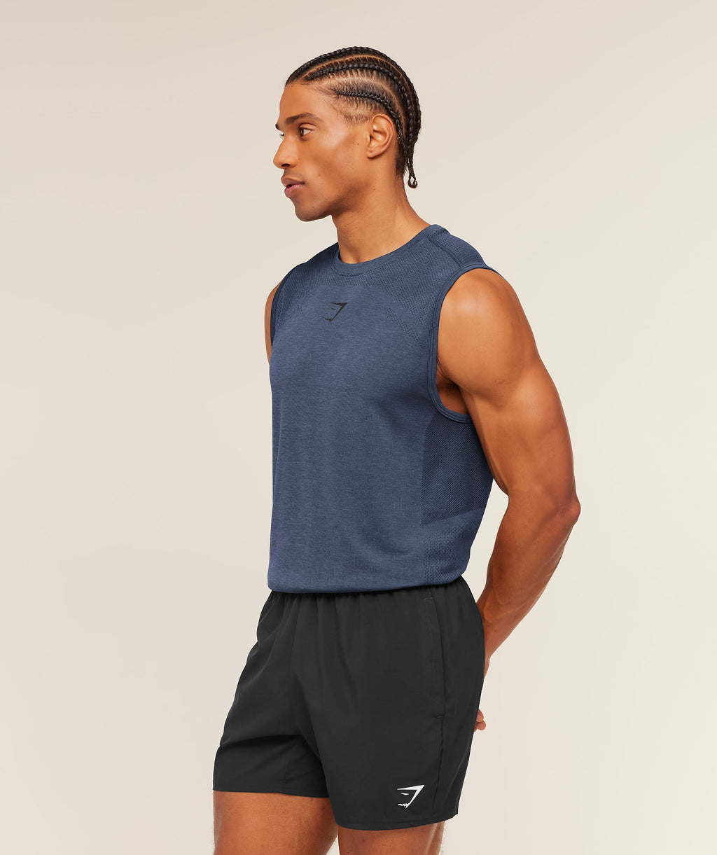 [LIMITLESS_COLOR:HEAVY BLUE/MARL] GYMSHARK Lightweight Seamless Tank — HEAVY BLUE/MARL — vista 3