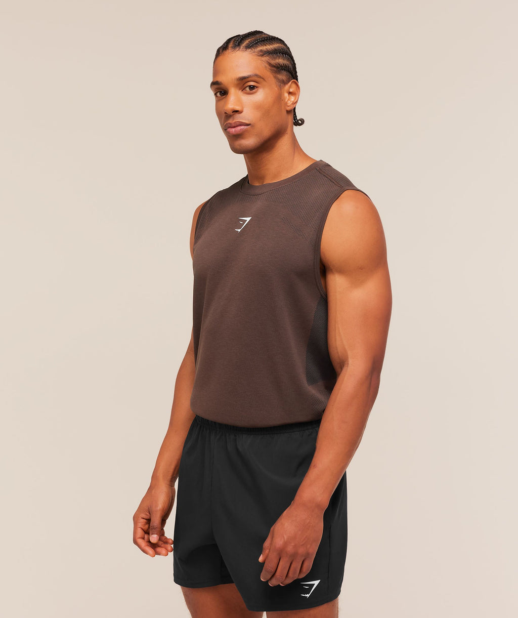 [LIMITLESS_COLOR:ESPRESSO BROWN/MARL] GYMSHARK Lightweight Seamless Tank — ESPRESSO BROWN/MARL — vista 3