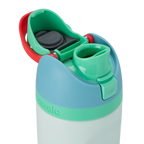 [LIMITLESS_COLOR:RAINFOREST] Owala Kids’ FreeSip 16 oz — RAINFOREST — Detalle de tapa abierta y boquilla
